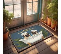 Tappeto divertente per porta d'ingresso Pug Co. Bath Time Adventure: Wash Your Paws! Zerbino cucina Stuff Welcome Mats divertente (50 x 80 cm)