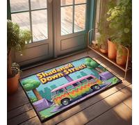 Tappeto divertente per porta d'ingresso, vibranti vibrazioni del furgone: un viaggio colorato attraverso l'ombra verso il basso, tappetino da cucina divertente (40 x 60 cm)