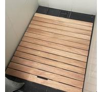 Tappeto Doccia Antiscivolo Tappetino Antiscivolo in Legno per Doccia di Lusso, Tappetino a Doghe Interno ed Esterno ad Asciugatura Rapida, Tappetino per Sauna in Legno Grezzo(22x22in(56x56cm))