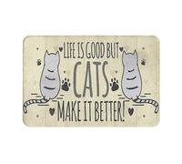 Tappeto Doccia Lavabile Zerbino Da Esterno Cat Pet Decor Cat Lover Life Good But Cats Make It Better Resistente Tappetino Porta Per Camera Bagno Ingresso 40X60Cm