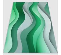 Tappeto Ecologia Naturale Geometrica Astratta Soggiorno Antiscivolo Lavabile Pelo Corto Effetto Stampato Verde Bianco estivo, rilassante, fondo per cucina, soggiorno 180x250