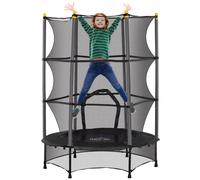 Tappeto Elastico per Bambini Ø140 x 190 cm con Rete di Sicurezza e Pali Imbottiti Età 3-10 Anni Nero
