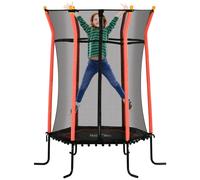 Tappeto Elastico per Bambini Ø163.5x190 cm con Ingresso a Cerniera e Pali Imbottiti Rosso