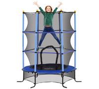 Tappeto Elastico per Bambini Ø163x190 cm con Rete di Sicurezza e Pali Imbottiti Età 3-10 Anni Blu