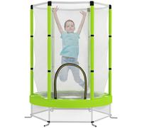 Tappeto Elastico per Bambini 3-6 Anni Ø140x190 cm con Rete di Sicurezza Verde