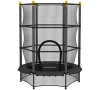 Tappeto Elastico Per Bambini Con Rete Di Sicurezza E Pali Imbottiti Età 3-10 Anni, Ø140 X 190 Cm, Nero