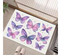 Tappeto Elementi Farfalla Stelle D'Argento Ingresso Interno, Zerbino Tappeti Acquerello Sognante 45 X 75 Cm Antiscivolo Lavabile In Lavatrice Rosa Chiaro Tapette Camera Da Letto Entrata Scendiletto