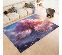 Tappeto Esterno 50x80 cm Imitazione Cashmere Tappeto Pelo Corto Modello Albero Rosa Edificio Arte 3D Tappeti Cucina Antiscivolo Lavabile Antimacchia Adatto per Appartamenti Camerette Ingressi