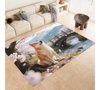 Tappeto Esterno 60x90 cm Imitazione Cashmere Tappeto Pelo Corto Modello Cane Fiore Alberi Ponte 3D Tappeti Cucina Antiscivolo Lavabile Antimacchia Adatto per Appartamenti Camerette Ingressi
