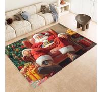 Tappeto Esterno 60x90 cm Imitazione Cashmere Tappeto Pelo Corto Modello Natale Vecchio Uomo Natale 3D Tappeti Cucina Antiscivolo Lavabile Antimacchia Adatto per Appartamenti Camerette Ingressi
