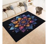 Tappeto Esterno 60x90 cm Imitazione Cashmere Tappeto Pelo Corto Modello Petali Colori Arte Piante 3D Tappeti Cucina Antiscivolo Lavabile Antimacchia Adatto per Appartamenti Camerette Ingressi