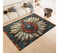 Tappeto Esterno 60x90 cm Imitazione Cashmere Tappeto Pelo Corto Modello Piume Gemme Pietre Arte 3D Tappeti Cucina Antiscivolo Lavabile Antimacchia Adatto per Appartamenti Camerette Ingressi