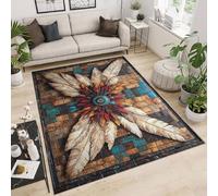 Tappeto Esterno 60x90 cm Imitazione Cashmere Tappeto Pelo Corto Modello Piume Gemme Pietre Arte 3D Tappeti Cucina Antiscivolo Lavabile Antimacchia Adatto per Appartamenti Camerette Ingressi