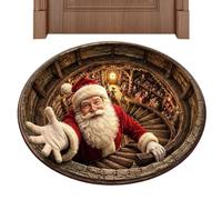 Tappeto Esterno Natale 60 cm Tappeto Antiscivolo con Illusione di Babbo | Zerbino da Porta d'Ingresso Per le Vacanze Portico Soggiorno Pavimento Ingresso Entrata
