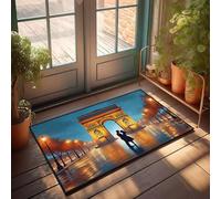 Tappeto estivo con scritta "A Couple Kissing Under The Arc De Triomphe At Night", zerbino Tiki per bar, decorazione per porta della camera da letto (50 x 80 cm)