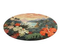 Tappeto estivo hawaiano, lavabile, rotondo, antiscivolo, per soggiorno, morbido, lavabile, per camera da letto, moderno, per yoga, ufficio, casa, regalo, 90 x 90 cm
