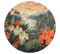 Tappeto estivo hawaiano, lavabile, rotondo, antiscivolo, per soggiorno, morbido, lavabile, per camera da letto, moderno, per yoga, ufficio, casa, regalo, 80 x 80 cm