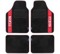 SPARCO Set 4 Tappetini Tappeti Auto in Moquette Rosso/Nero con Battitacco Univ.