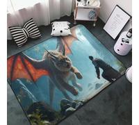 Tappeto fantasia con gatto bobcat alato, per soggiorno e camera da letto, lavabile, morbido, 7,6 x 12,7 cm, antiscivolo, per camera da letto, decorativo, estetico, 152 x 99 cm