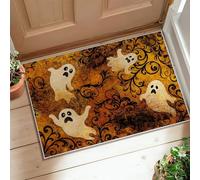 Tappeto fantasma, Halloween fantasioso vortice faccia Halloween arancione a pelo basso estetico zerbino rettangolare accenti tappeto ingresso bagno lavanderia decorazione 2 'x 3'