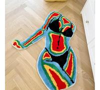 Tappeto fatto a mano a forma di corpo femminile, in peluche, soffice, morbido, multicolori, decorazione per la casa, soggiorno, camera da letto, camera da letto, estetica (87 x 80 cm)