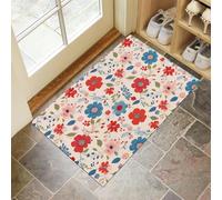 Tappeto Fiori Ingresso Interno, Zerbino Tappeti Retrò Fiori Petali 45 x 75 cm Antiscivolo Lavabile in Lavatrice Rosa Tapette Cucina Camera da Letto Entrata Scendiletto