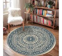 Tappeto floreale, bohémien vintage mandala ornamento nessuno blu navy retro antiscivolo casa zerbino stampa cerchio accenti tappeto lavanderia bagno porta ingresso decorazione 10,2 x 10,2 cm
