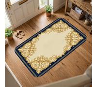Tappeto floreale classico elegante bordo ornato nessuno oro spugna a pelo basso morbido zerbino tiro tappeto antimacchia ingresso bagno lavanderia comodino decorazione 5 'x 3'