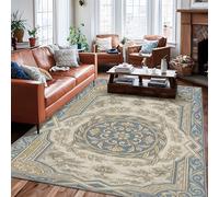 Tappeto floreale, classico, elegante, ornato, circolare, nessuno beige, con retro antiscivolo, per interni, rettangolare, non perde pelo, per soggiorno, camera da letto, sotto il letto, appartamento