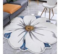 Tappeto floreale in finta lana, adatto agli animali domestici, per camera da letto, morbido tappetino per soggiorno, bagno, ingresso, sala giochi, ufficio (motivo E, 120 x 120 cm)