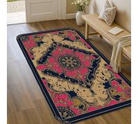 Tappeto floreale, stile barocco, classico, circolare, nessuna pesca, in spugna, rettangolare, non perde pelo, per bagno, lavanderia, cucina, ingresso, 90 x 150 cm