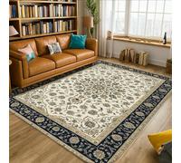 Tappeto floreale tradizionale, classico, con medaglione, nessuno blu navy, antiscivolo, resistente allo sbiadimento, tappeto estetico per la casa, per soggiorno, camera da letto, sotto il tavolo