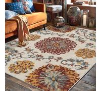 Tappeto floreale tradizionale, elegante, con motivo a vortice, rosso, con retro antiscivolo, estetico, rettangolare, per soggiorno, camera da letto, sala da pranzo, scrivania, ufficio, 1,5 x 17,8 cm