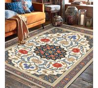 Tappeto floreale tradizionale, elegante, mandala, non rosso, con retro antiscivolo, resistente allo sbiadimento, tappeto estetico per la casa, soggiorno, camera da letto, sotto il letto, decorazione