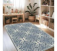 Tappeto floreale, tradizionale, elegante, ornato, nessuno blu navy, antiscivolo, per casa, interni, non perde pelo, per soggiorno, camera da letto, aula e appartamento, decorazione 10 x 15 cm