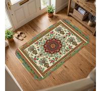 Tappeto floreale, tradizionale vintage vaso mandala nessuno rosso a pelo basso spugna bordo bordatura zerbino tappeto rettangolare bagno ingresso comodino porta decorazione 7,6 x 1,5 m
