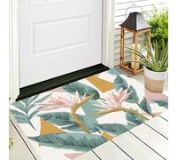 Tappeto Foglie Verdi Dell'Uccello Del Paradiso Zerbino Da Interno Ed Esterno Illustrazioni Minimaliste Senza Fondo Antiscivolo Tappetino Di Benvenuto Per Porta D'Ingresso Cucina Soggiorno,70X100Cm