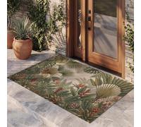 Tappeto Foresta Pluviale Tropicale Retrò d'ingresso interno, | Zerbino Monstera Deliciosa Uccello Del Paradiso Ananas resistente e antiscivolo, Tappetino assorbe l'acqua per mantenere la casa pulita