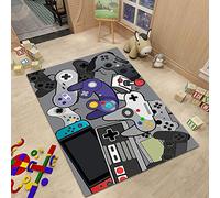 Tappeto Fulmine Gamepad Pavimento Moderno Tappeto Salotto Gamer Tappeto Bambini Ragazzo Camera Da Letto Home Pelo Corto Lavabile Grande Antiscivolo Gioco Morbido Tappetino (Grigio,100 x 150 cm)