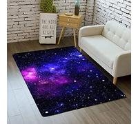 Tappeto Galassia Cielo Stellato per Adolescenti Ragazzi Ragazze Bambini 3D Spazio Pianeta Stampa Decorativo Carpets Soggiorno Camera da Letto Tappetino Antiscivolo Lavabile (Viola,140x200 cm)