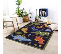 Tappeto Gattonamento neonato Simpatico dinosauro della foresta blu scuro, Large for Living Room, Bedroom, Nursery,stanza bambini,-80x160cm