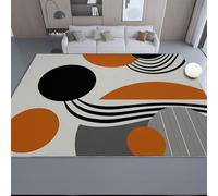 Tappeto Geometria Astrazione Cerchio Antiscivolo Lavabile Pelo Corto Pelo Corto, Morbido, per Salotto, Camera da Letto Giallo senape Design Moderno e Elegante 140x200