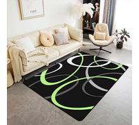 Tappeto geometrico 150 x 200 cm per bambini verde grigio e nero tappeti per soggiorno per ragazzi ragazze retrò a righe vortice tappeto decorativo per interni tappetino cerchio geometrico accento