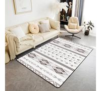 Tappeto geometrico azteco per bambini, motivo cowboy occidentale tribale del sud-ovest, tappetino per ingresso per ragazze e ragazzi, tappeto quadrato a righe patchwork antiscivolo, grigio marrone