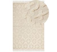Tappeto geometrico boho trapuntato cotone 160 x 230 cm beige Itanagar