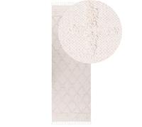 Tappeto geometrico cotone in stile boho 80 x 230 cm beige Tozlu