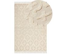 Tappeto geometrico cotone trapuntato boho 140 x 200 cm beige Itanagar