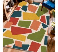 Tappeto geometrico, forme moderne e contemporanee a blocchi Nessuno multicolore a pelo basso per casa tappeti con motivo non perde pelo, per soggiorno, camera da letto, scrivania, ufficio, decorazione