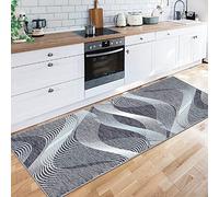 Tappeto geometrico grigio, 90 x 200 cm, lavabile, resistente, antiscivolo, ideale per corridoio, camera da letto, soggiorno, decorazione per la casa, 80 x 300 cm