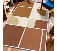 Tappeto geometrico moderno contemporaneo quadrato rettangoli nessuno marrone retro antiscivolo rettangolare tappeto bordo bordo tappeto per soggiorno, camera da letto, corridoio, scrivania, ufficio
